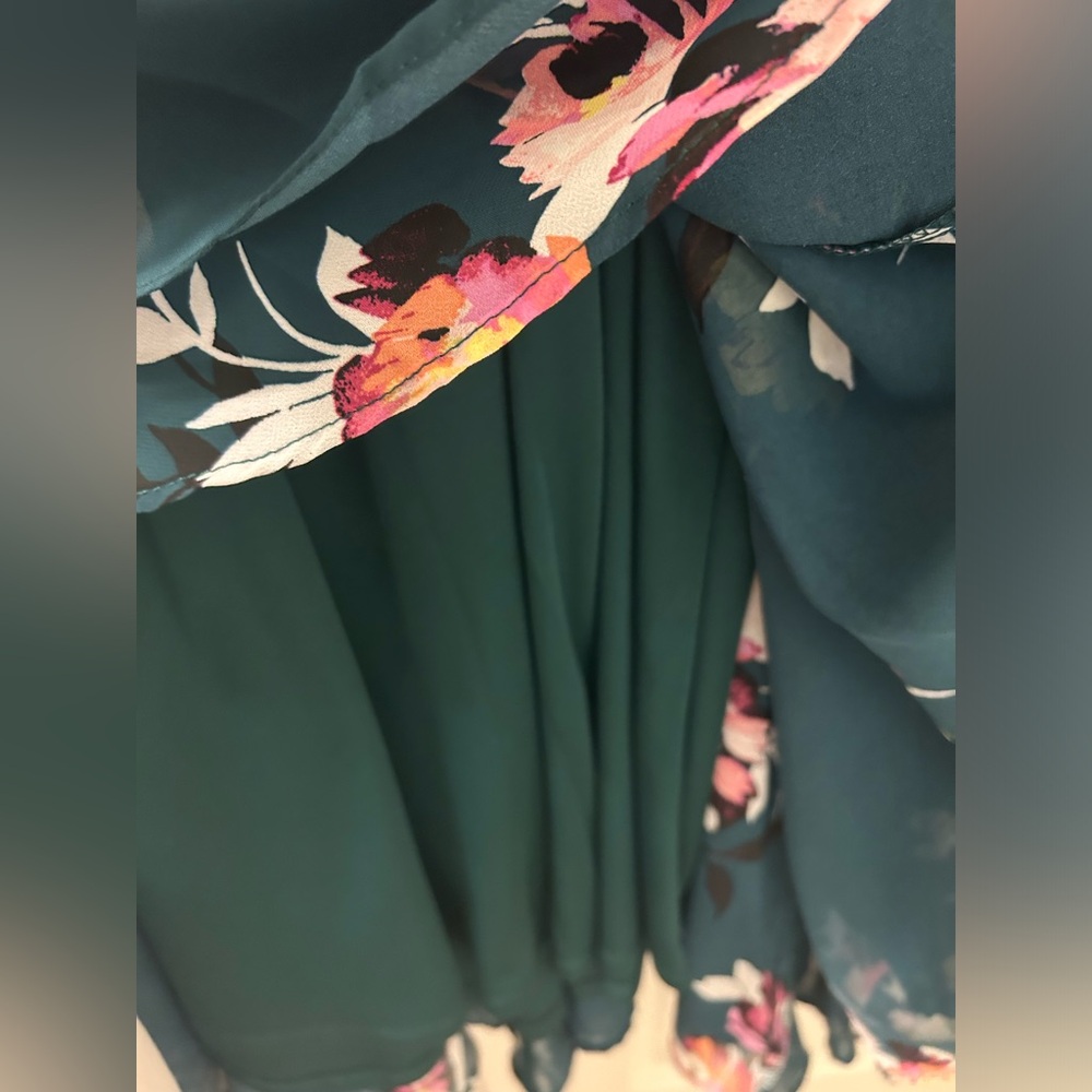 Torrid Green Floral Surplice Midi Dress - Picture 7 of 8